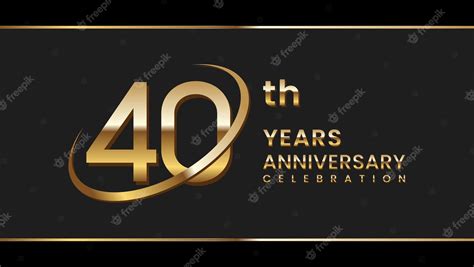 Premium Vector 40th Anniversary Logo Design With Golden Color And Ring For Birthday Event Logo