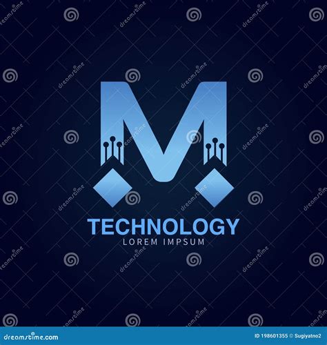 Letter M Logotype Blue Color Technology And Digital Abstract Dot