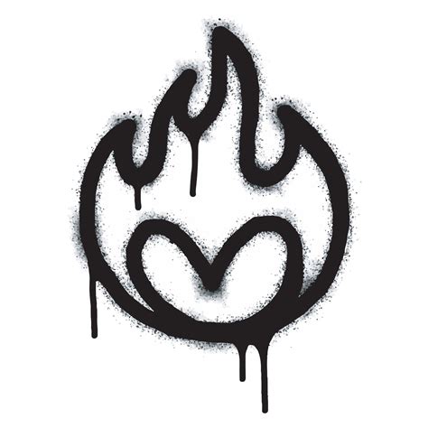 Spray Painted Graffiti Fire Flame Icon Sprayed Isolated With A White