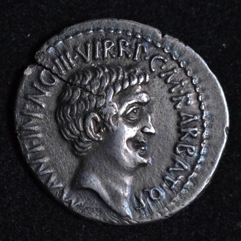 Octavian & Marc Antony Triumvirate Denarius Roman Imperatorial 41 BC