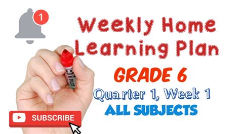 Grade 6 Weekly Home Learning Plan Quarter 1 Week 1 All Subjects YouTube