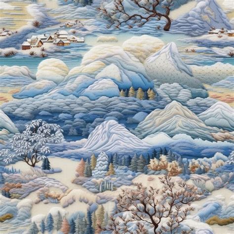 Premium AI Image | A colorful painting of a mountain landscape with snowy trees and a snowy ...