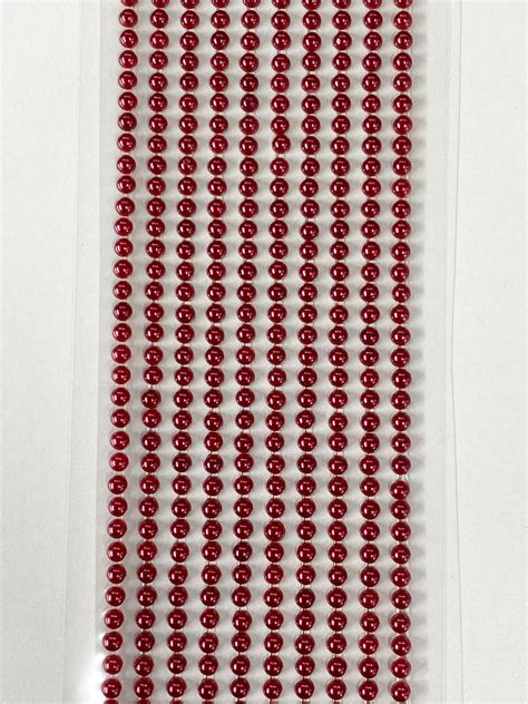 500 Royal Red Mini 3mm Pearls Flat Backed Round Self Adhesive Beads