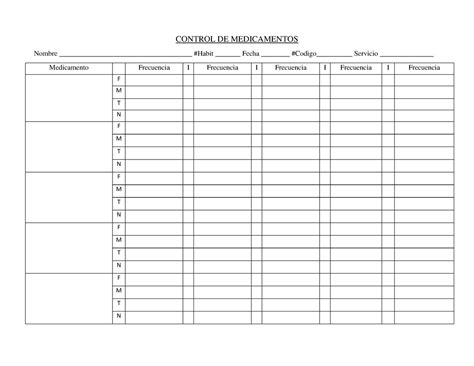 Control De Medicamentos Y Tarjeta C Control De Medicamentos Nombre