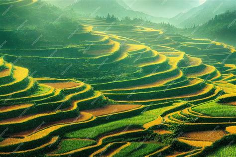 Premium Photo | Fantasy concept showing a longji rice terrace china ...