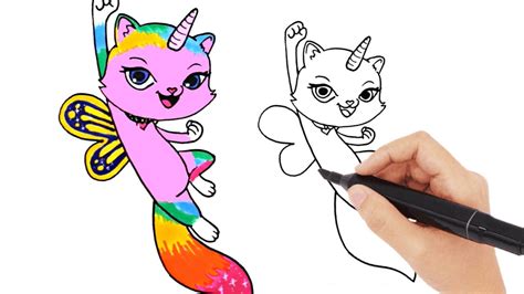 Como Dibujar Un Gata Unicornio Mariposa Arcoiris Paso A Paso Dibujos