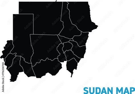 High detailed map of Sudan. Outline map of Sudan. Africa Stock Vector ...