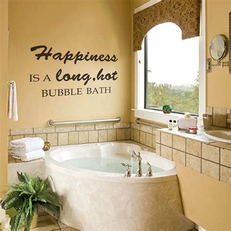 Happiness Is A Long Hot Bubble Bath Bathroom Bathtub Wall Quote Vinyl