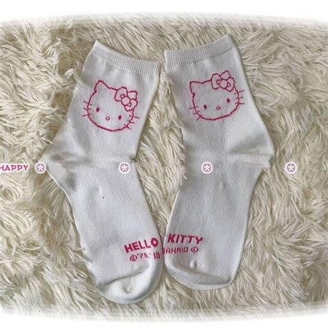 Y2k Hello Kitty Socks For Girls Medium Socks Kawaii Sanrio Hello Kitty Accessories Socks Rosered