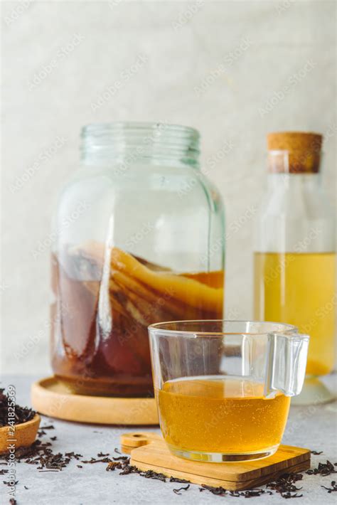 Healthy Homemade Fermented Raw Kombucha Tea With Natural Probiotic