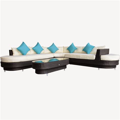 Outsunny 4 pc Deluxe Outdoor Patio PE Rattan Wicker Oval Sofa Sectional ...