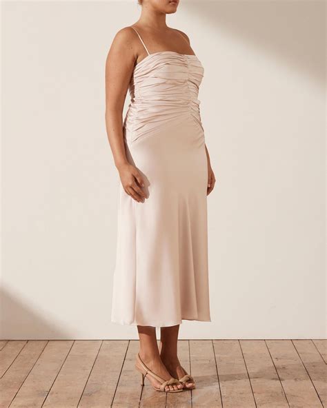 Shona Joy Luxe Ruched Bodice Midi Dress Airrobe