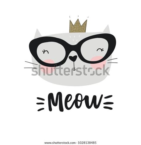 Cute Princess Cat Vector Print Meow Stock Vector Royalty Free