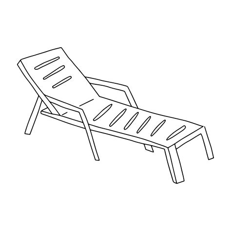 Summer Plastic Chaise Longue Contour Hand Drawing Black And White Image