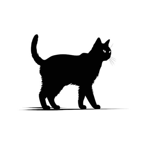 Silueta Negra De Un Gato Sobre Un Fondo Blanco Foto Premium