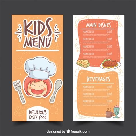 Premium Vector Hand Drawn Restaurant Kids Menu