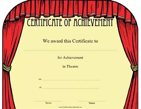 Theatre Printable Certificate Certificate Templates T Certificate