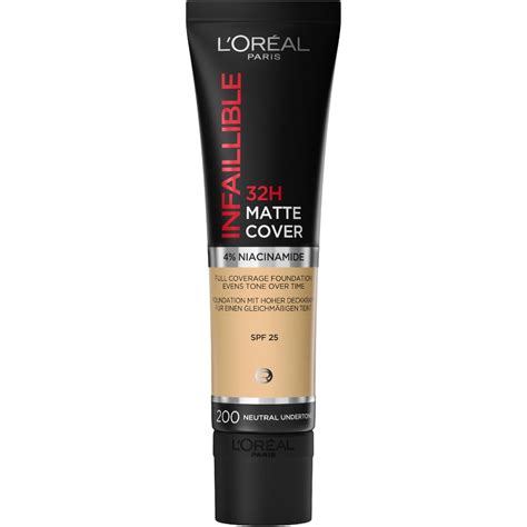 L Oreal Paris Infallible 32h Matte Cover Liquid Foundation Spf 25 With 4 Niacinamide 200