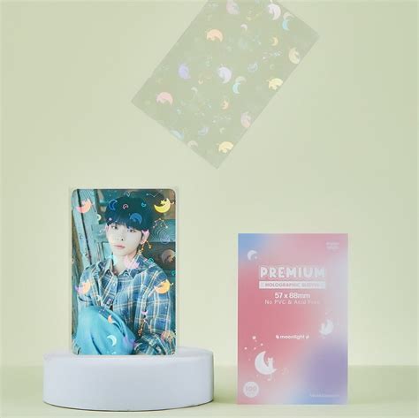 Moon Cat Holographic Thick Photocard Card Sleeve Hard Kpop Photocard