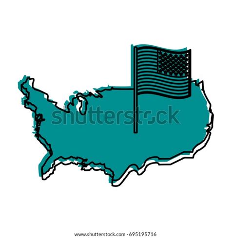 Country Outline Flag United States Usa Stock Vector Royalty Free