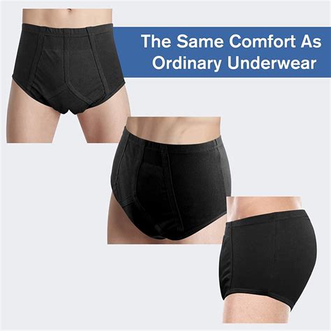 3 Pack Men S Washable Incontinence Briefs Cotton Bladder Control Underwear Front Absorption