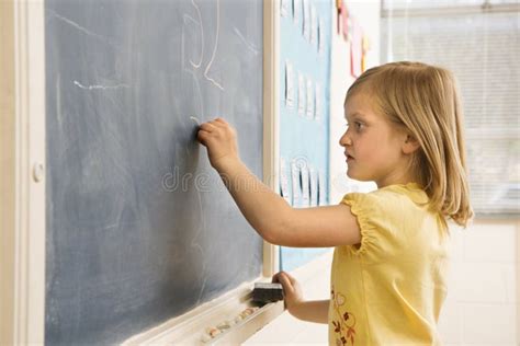 Happy Girl Doing Math On Blackboard In Class Stock Image Image Of School Little 15847067