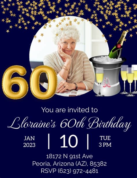 60th Birthday Invitation Template Postermywall