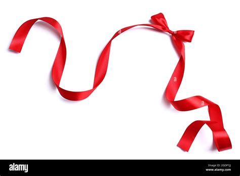 Shiny Red Satin Ribbon And Bow Isolated On White Stock Photo Alamy