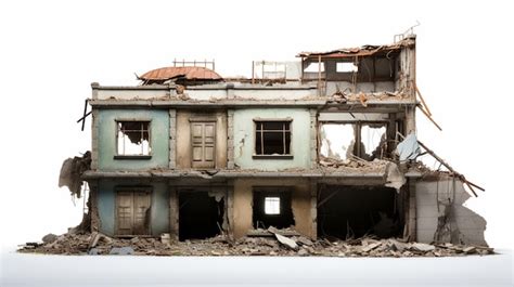 Premium AI Image | A dilapidated building on a white background