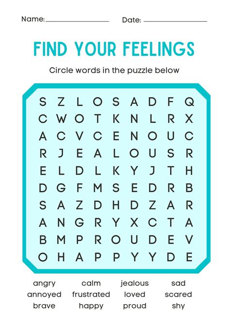 Find Your Feelings Emotion Word Search Etsy UK