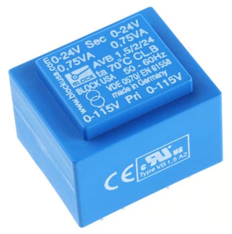 Avb15224 Block Block 24v Ac 2 Output Through Hole Pcb Transformer