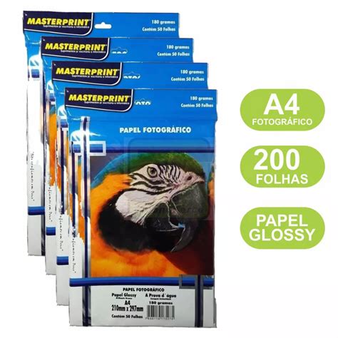 Papel Fotogr Fico G A Kit Folhas Glossy Resistente A Gua