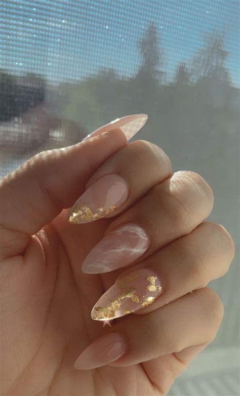 Joan Joan33293513 On X Gold Acrylic Nails Almond Nails Designs