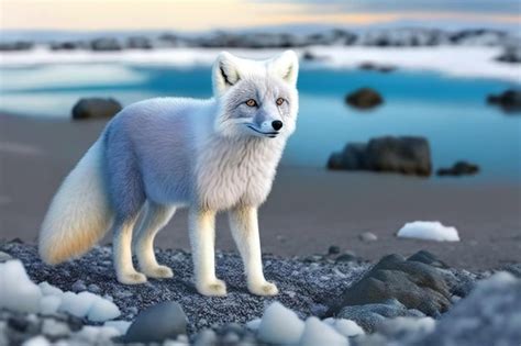 Raposa Do ártico Na Natureza A Raposa Branca Examina A Paisagem