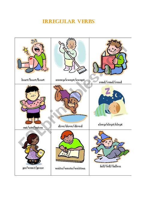 Irregular Verbs Elementary Flashcards F