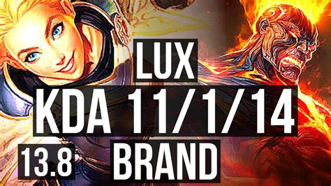 LUX Vs BRAND MID 11 1 14 1 2M Mastery 300 Games Dominating KR