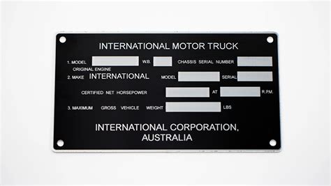 Id Plates Vehicle Compliance Metal