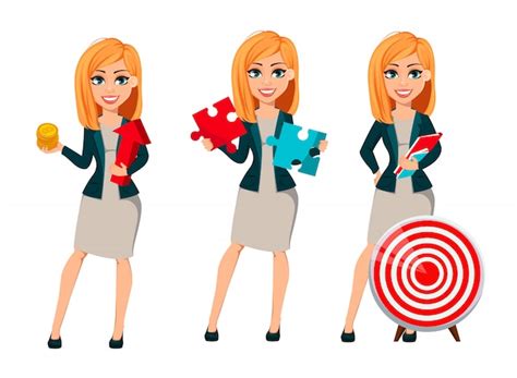 Premium Vector Cartoon Character Businesswoman With Blonde Hair