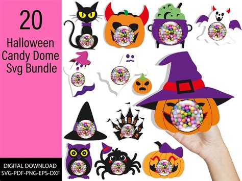 Halloween Candy Dome SVG Bundle, Halloween Gnome Candy Holder SVG, Candy Ornaments Svg,chocolate ...