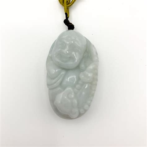 Jadeite Jade Happy Buddha Carved Pendant Yw 0110 1647012807 Etsy