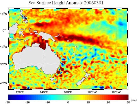 A Map Of Sea Surface Height Anomaly During A King Tide Event The Blue