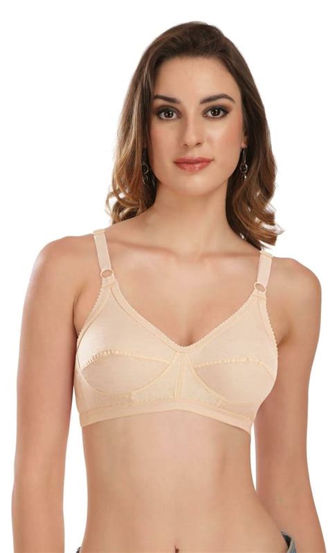 Featherline Women Beige Solid Cotton Blend Non Padded Bra 42B JioMart