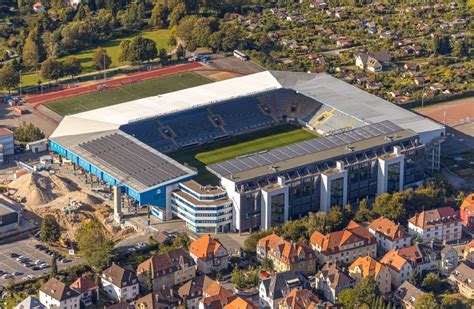 Luftbild Bielefeld Sportstätten Gelände der SchücoArena in Bielefeld