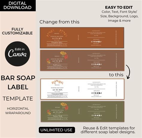 Editable Bar Soap Labels Template Canva Soap Labels Etsy