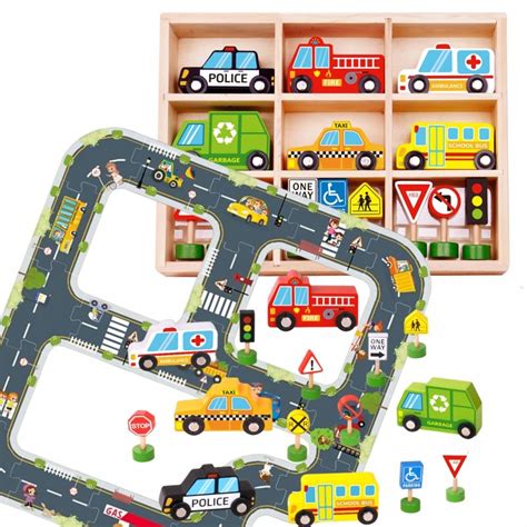 Tooky Toy Droga Autostrada Puzzle Pojazdy Samochody Znaki Drogowe