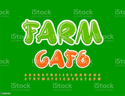 Vektor Logo Bisnis Farm Cafe Dengan Gaya Unik Huruf Dan Angka Alfabet