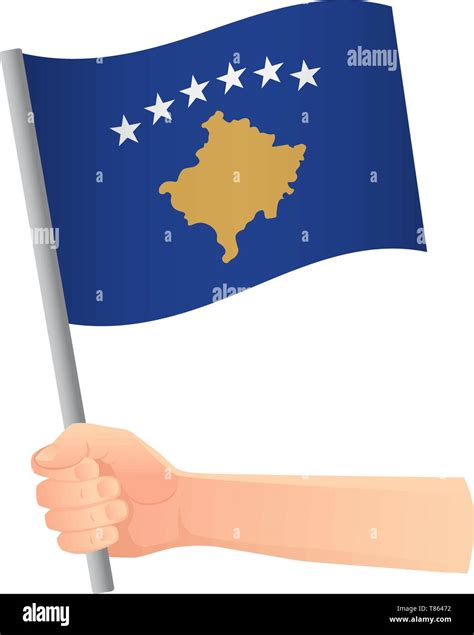 Kosovo Flag In Hand Patriotic Background National Flag Of Kosovo