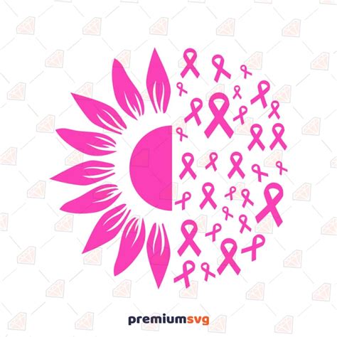 Breast Cancer Flower Svg Sunflower With Ribbon Svg Premiumsvg