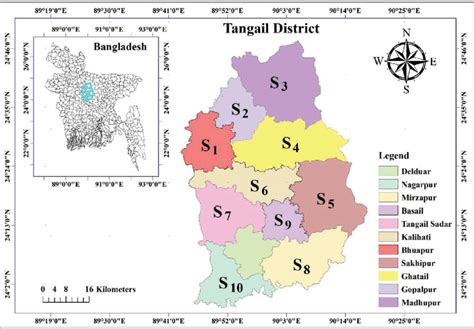 Map Showing The Study Area Of Tangail District Bangladesh Download