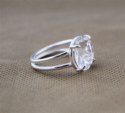 Clear Crystal Quartz Ring Natural Stone Ring Boho Handmade Etsy